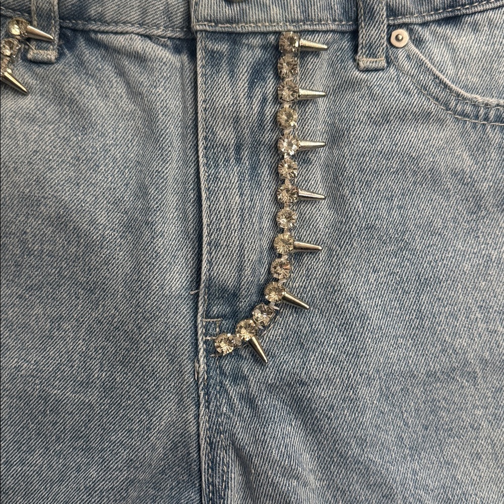 Ban.jara Embellished Studded Denim Shorts High Rise Distressed Festival - Picture 3 of 5